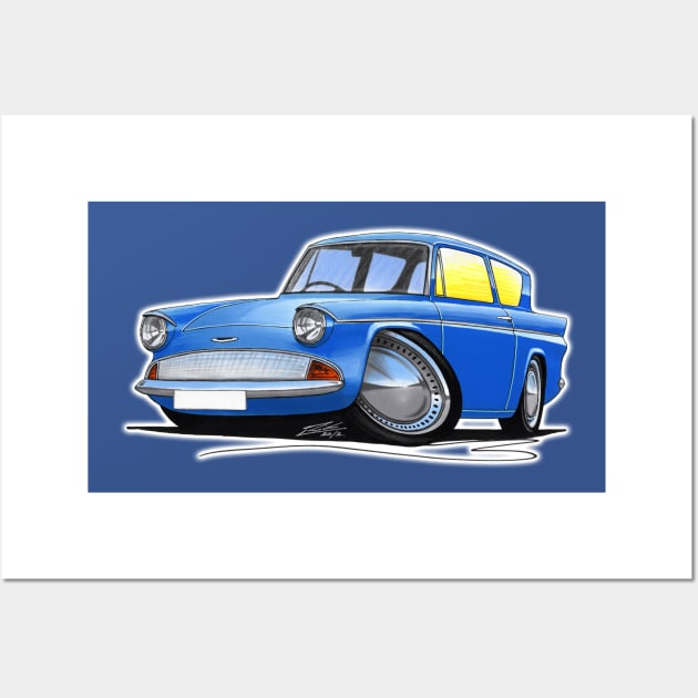 Ford Anglia 105e Blue Wall Art by y30man5